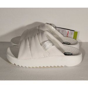 Ugg Maxxer White Woven LOGO Slide Sandal Sugarcane EVA Men's Shoes Sz 12 New